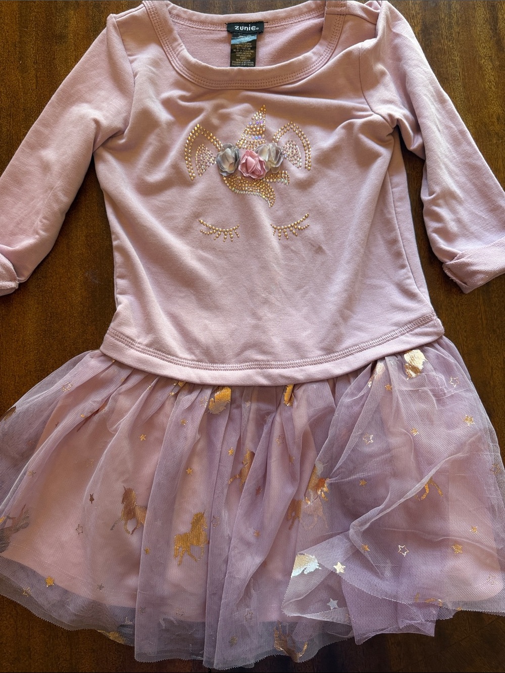Zunie Pink and Gold Unicorn Tutu Dress